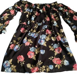 Speed Control New York 3x Women’s Off Shoulder Fan Sleeve Floral Boho Dress